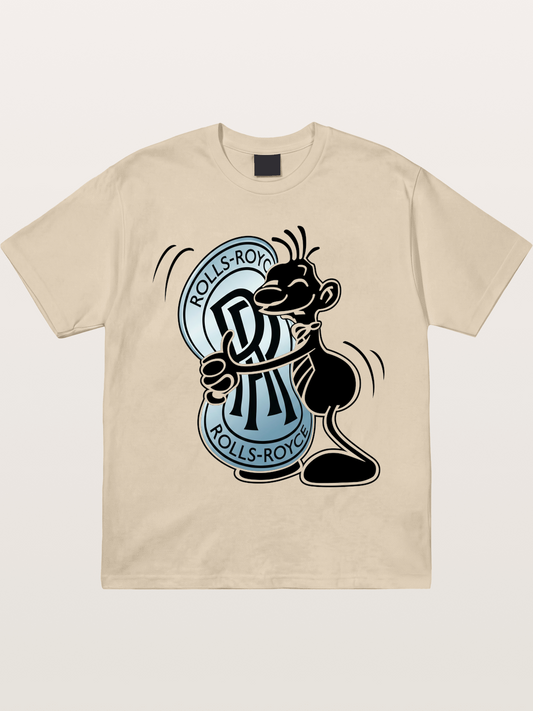 Mascot Hugging Rolls-Royce Logo Gildan T-shirt