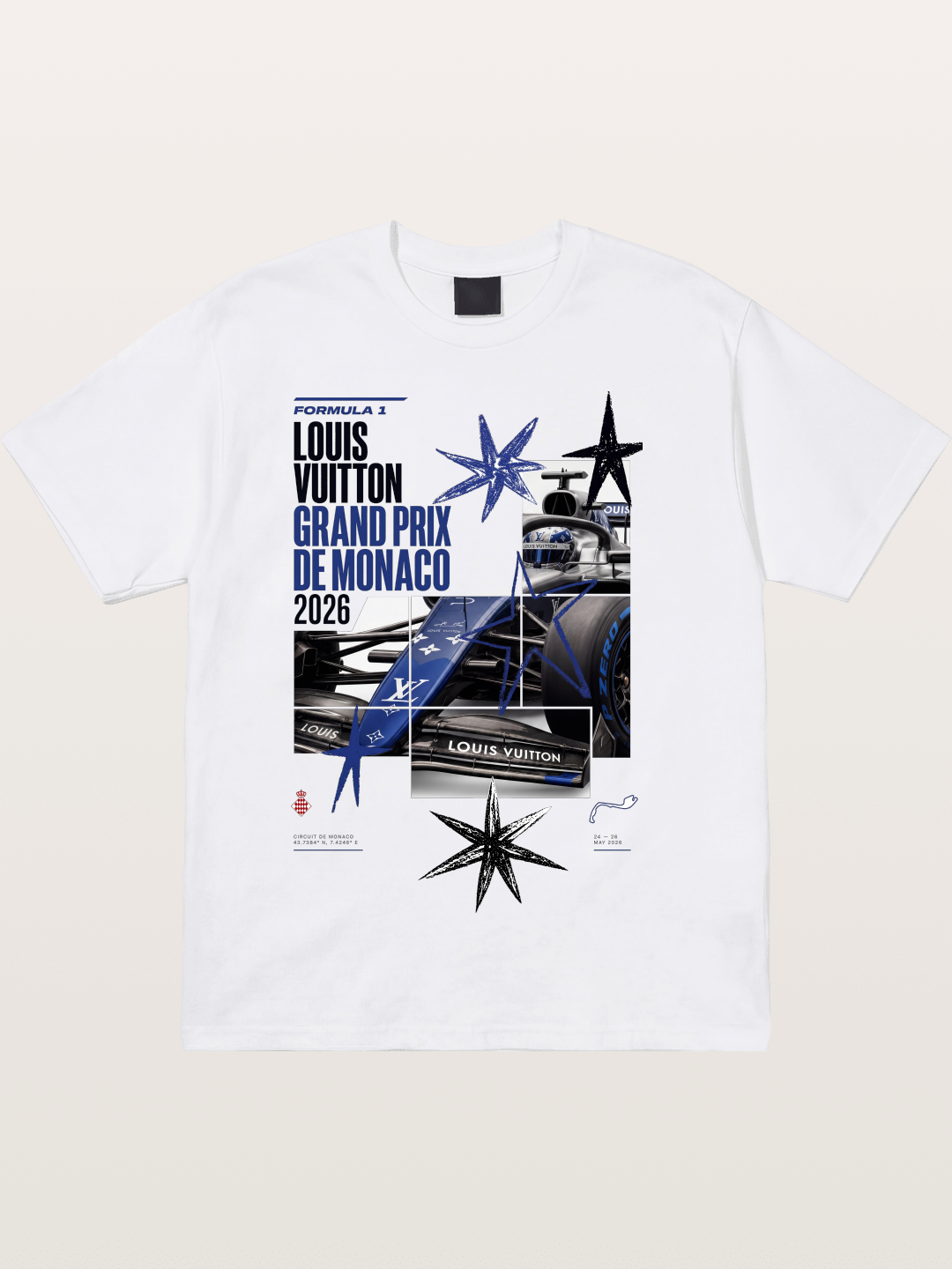 Blue LV F1 Monaco Poster Cotton T-shirt
