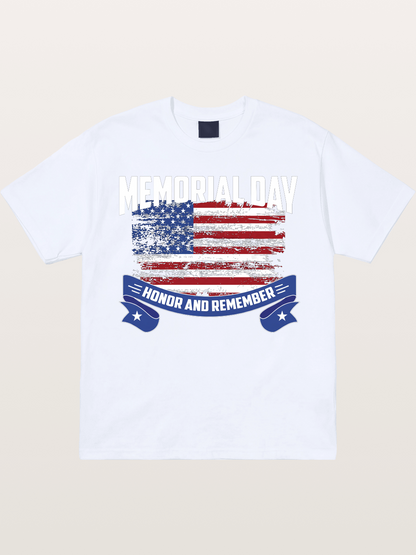 Honor and Remember Memorial Day Flag Gildan T-shirt