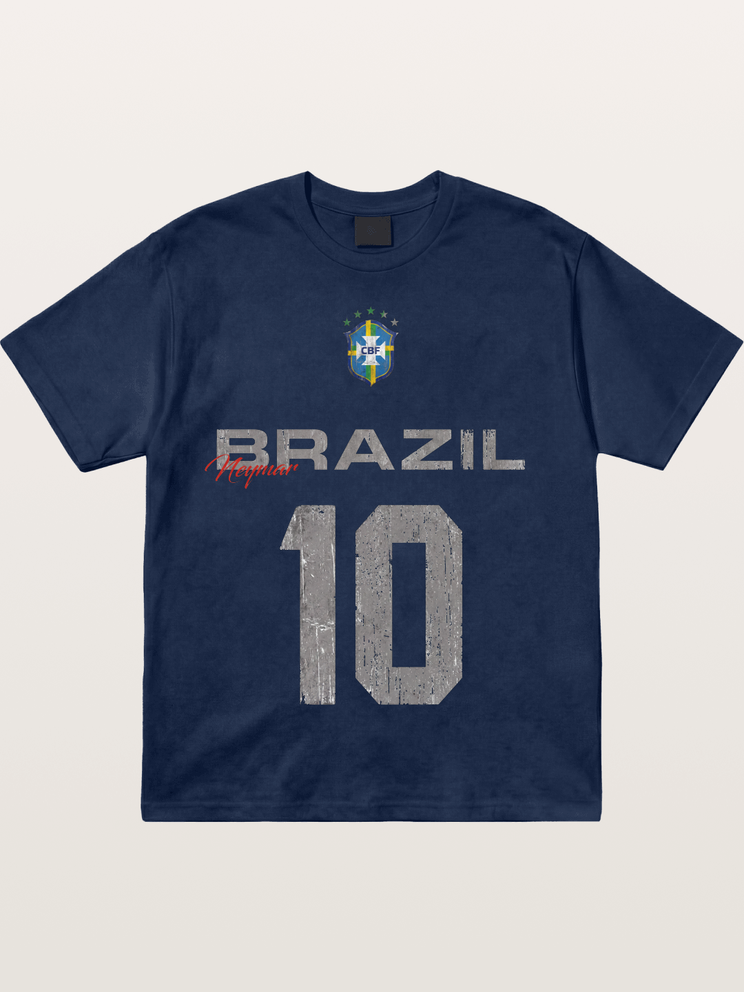 Brazil Neymar 10 Vintage Cotton T-shirt