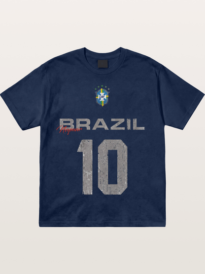 Brazil Neymar 10 Vintage Cotton T-shirt