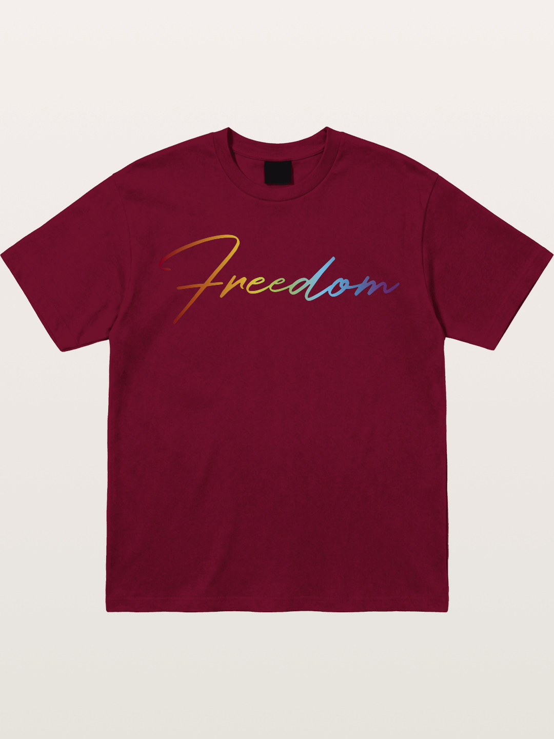 Freedom Rainbow Gradient Script Text Gildan T-shirt