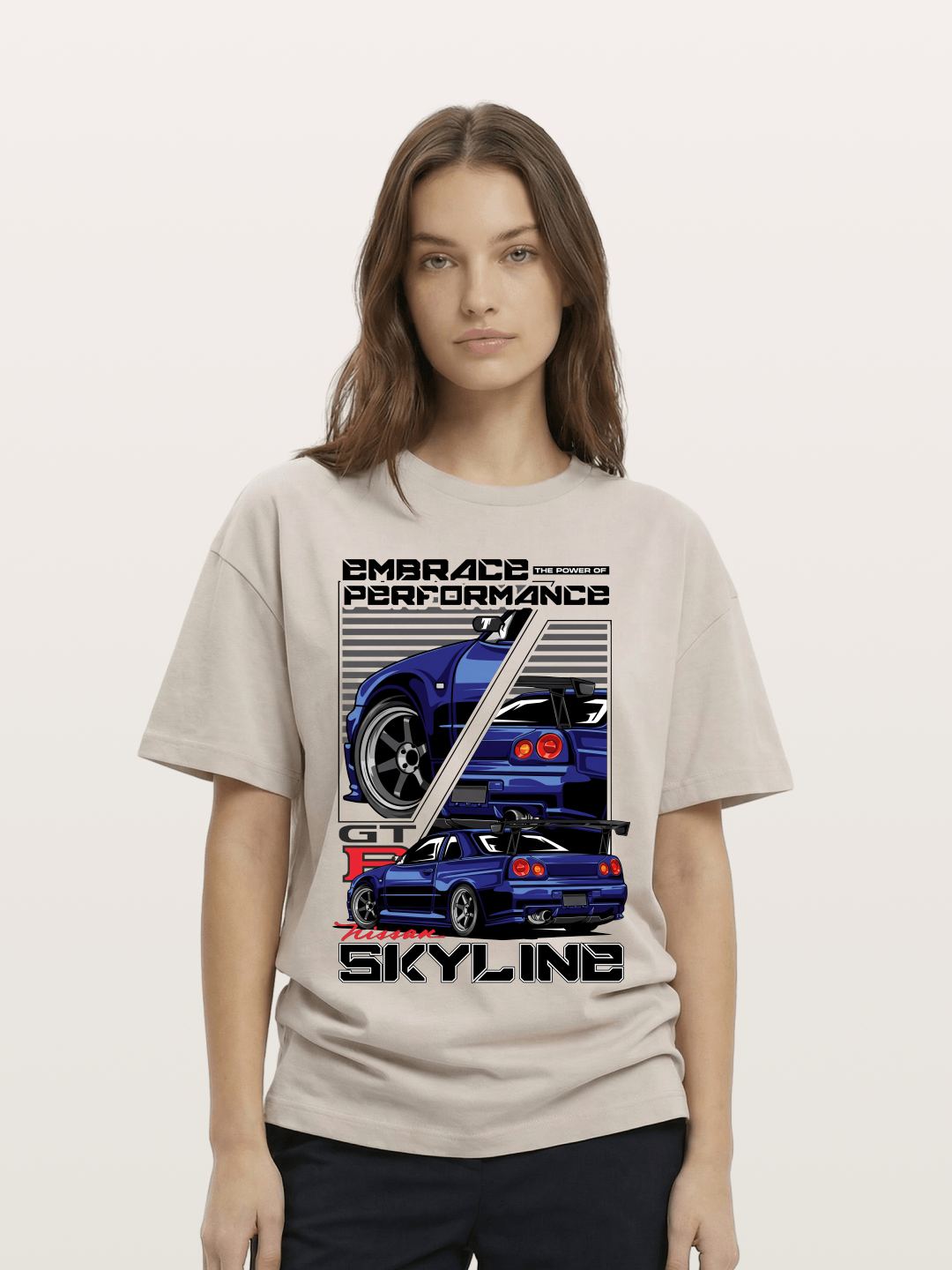 Nissan Skyline GT-R R34 Split View Cotton T-shirt