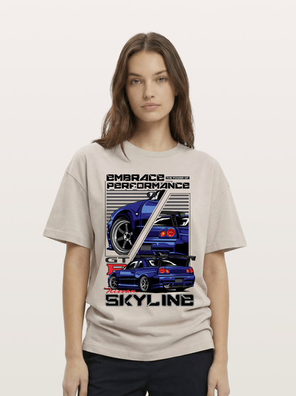 Nissan Skyline GT-R R34 Split View Cotton T-shirt
