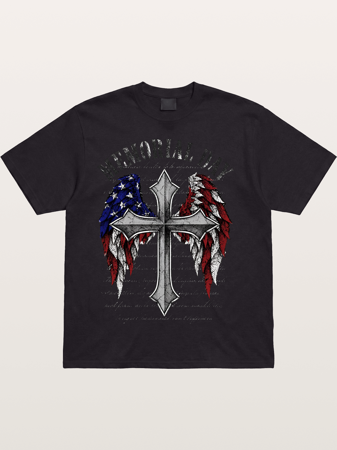 Memorial Day Cross Wings Art Cotton T-shirt