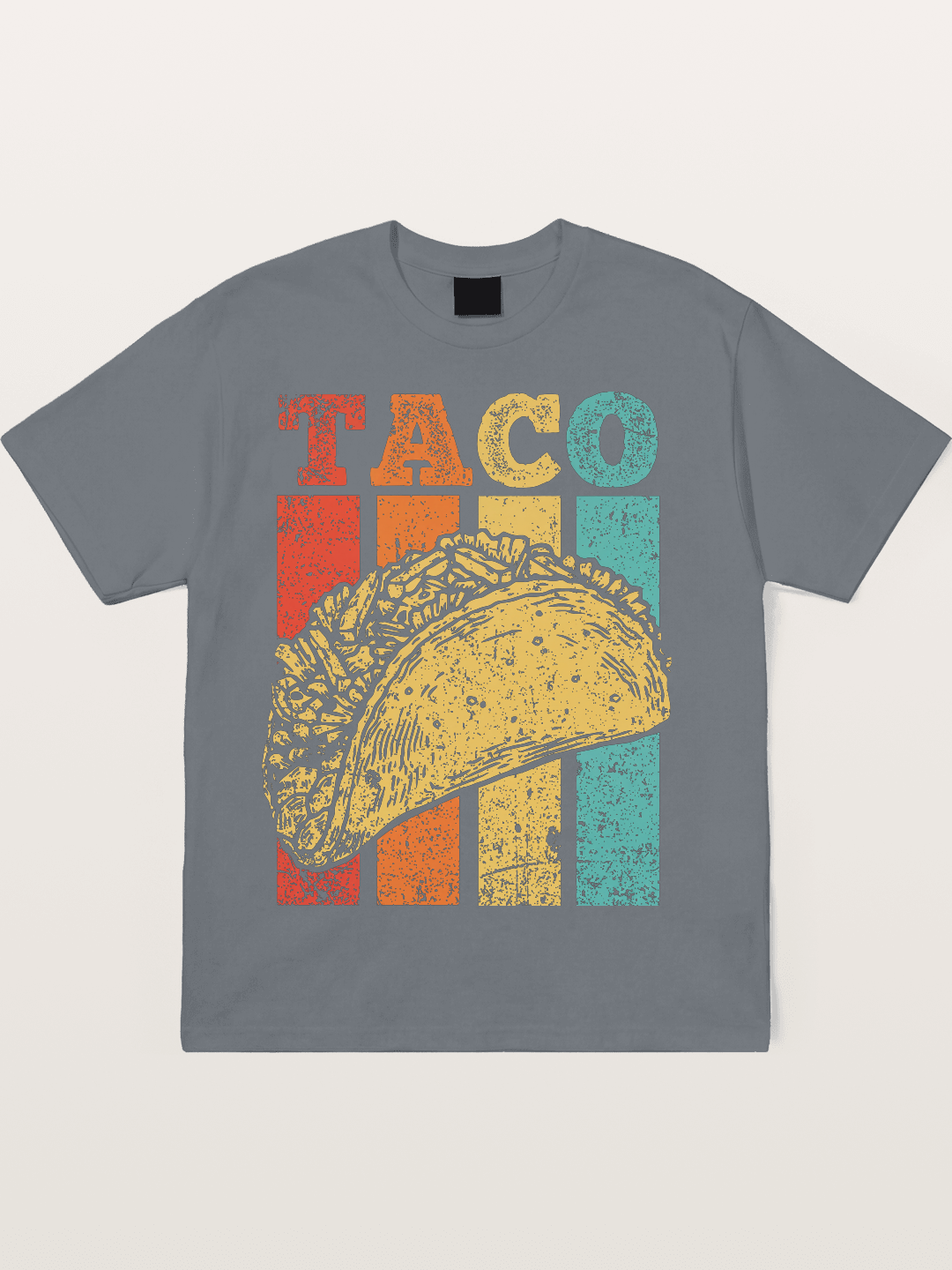 Vintage Taco Retro Stripes Food Cotton T-shirt