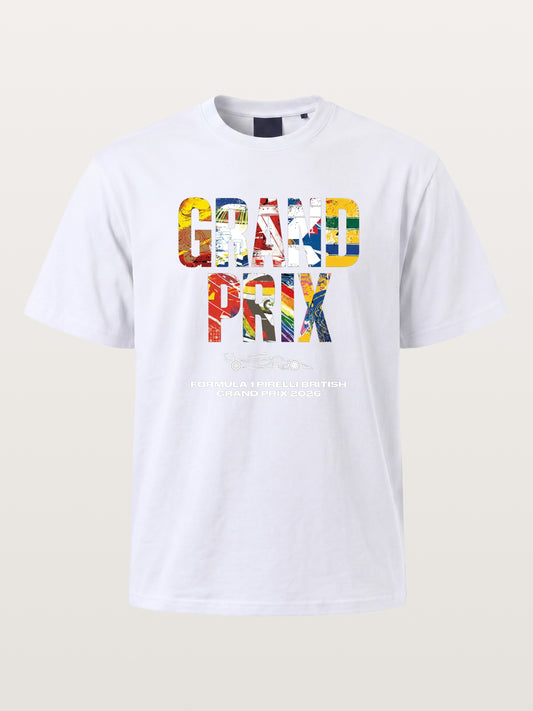2026 British Grand Prix Multi-Flag Typography Cotton T-shirt