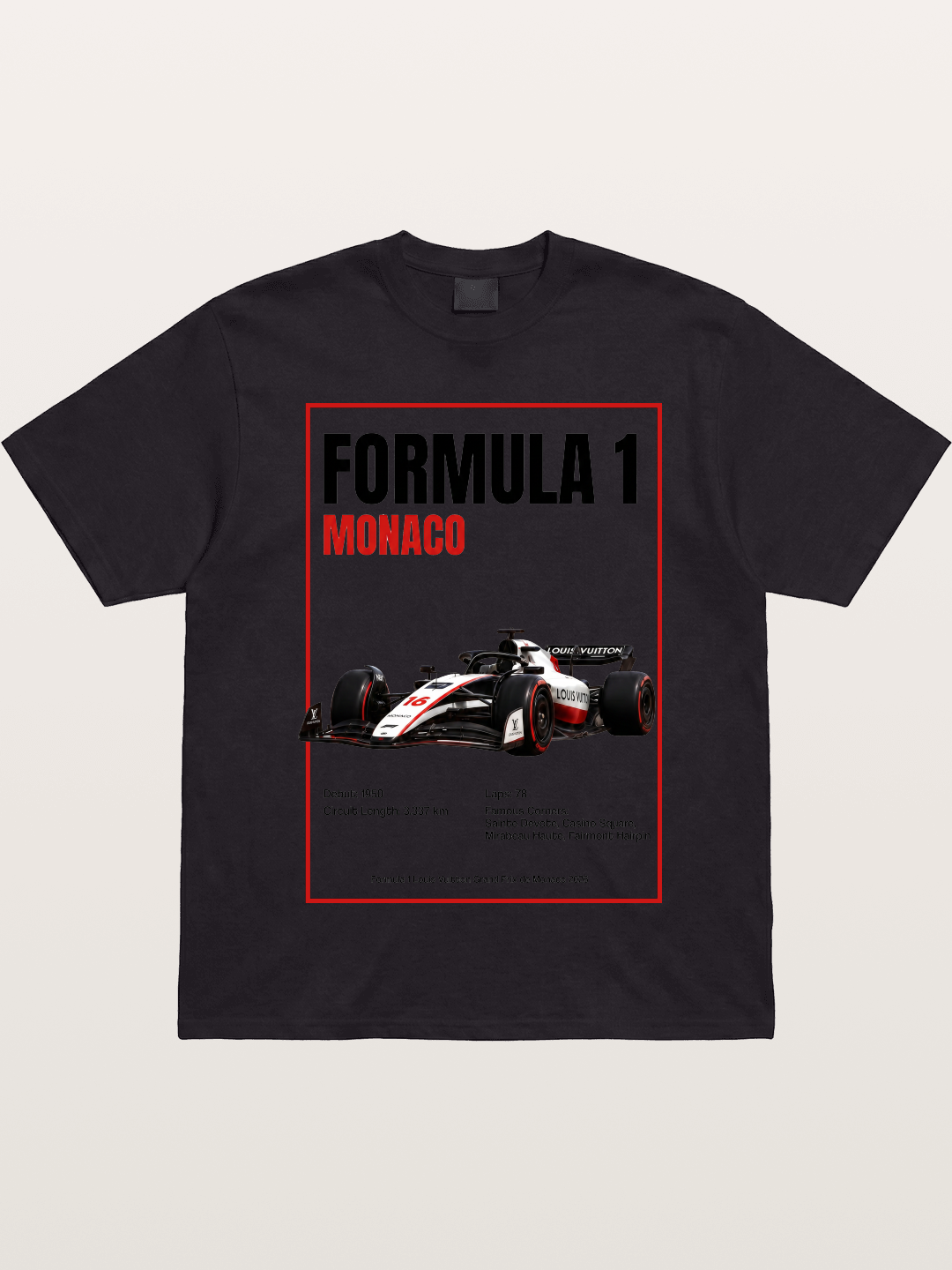 F1 Monaco LV Racing Car Poster Gildan T-shirt
