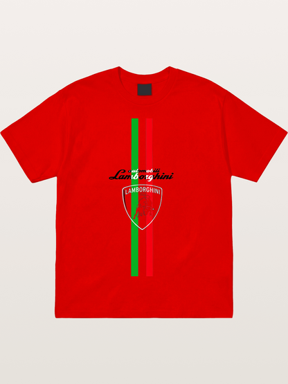 Italian Flag Lamborghini Print Cotton T-shirt
