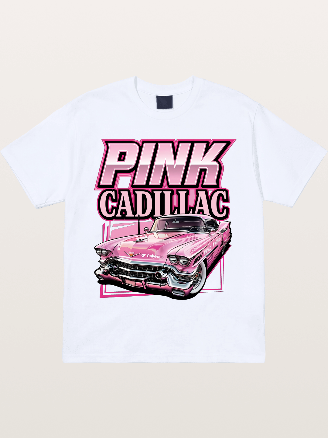 Pink Cadillac Classic Car Art Print Gildan T-shirt