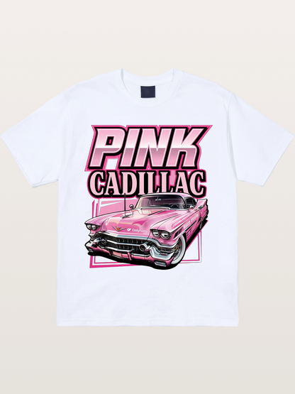 Pink Cadillac Classic Car Art Print Gildan T-shirt
