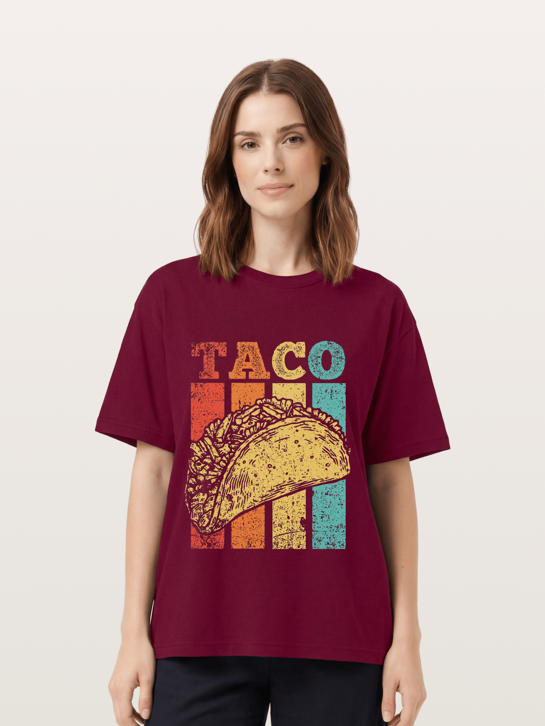 Vintage Taco Retro Stripes Food Gildan T-shirt