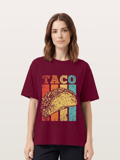 Vintage Taco Retro Stripes Food Gildan T-shirt