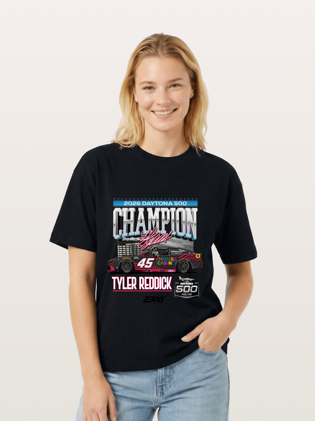 Tyler Reddick Daytona 500 Champion Print Gildan T-shirt