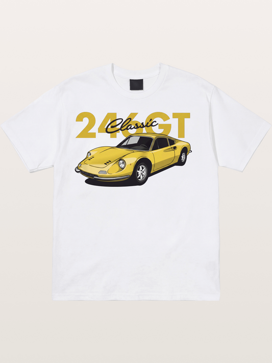 Ferrari 246 GT Classic Yellow Cotton T-shirt