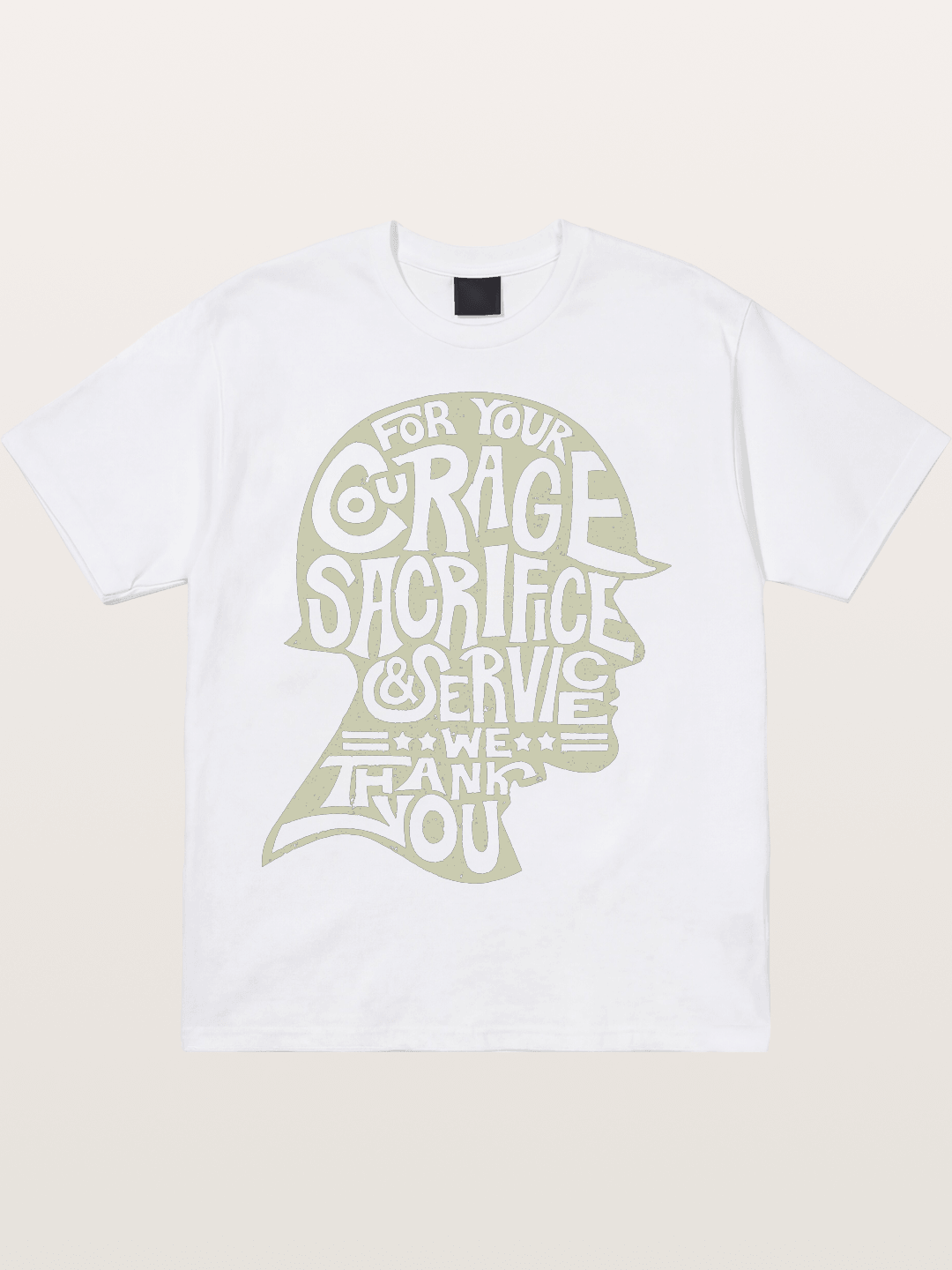 Soldier Helmet Courage Sacrifice Word Art Cotton T-shirt