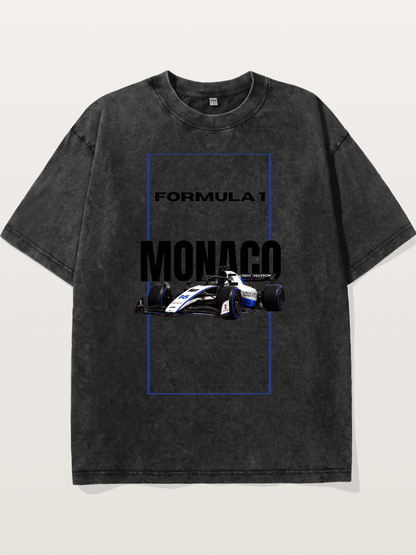 Monaco F1 LV Blue Border Print Washed T-shirt