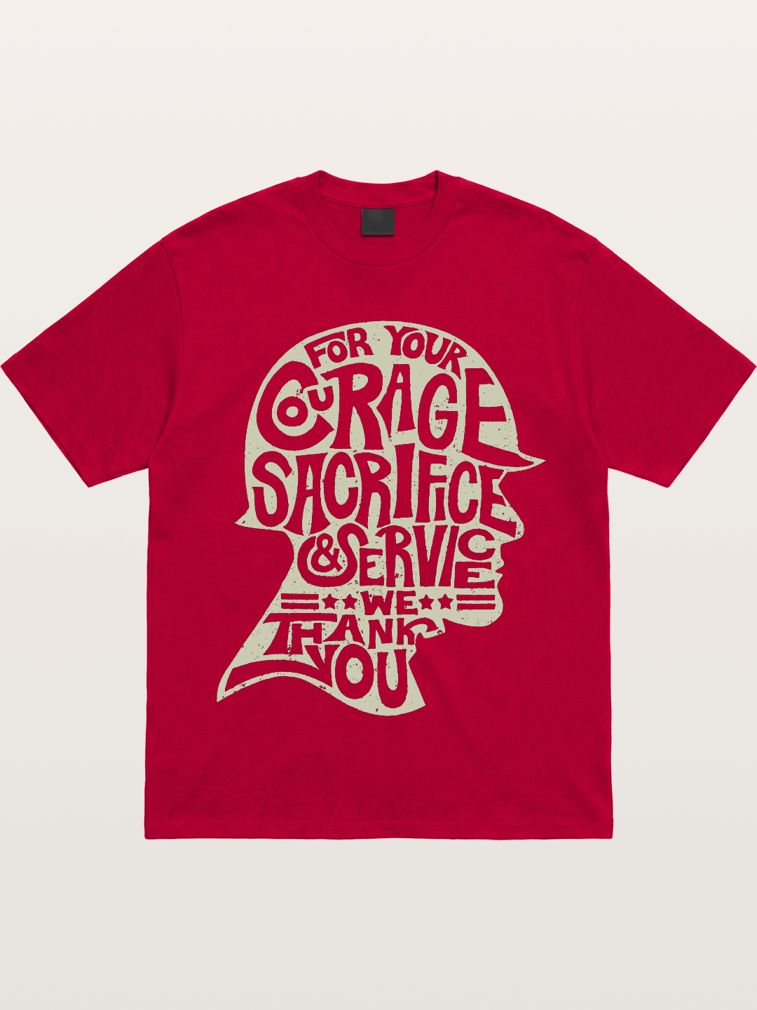 Soldier Helmet Courage Sacrifice Word Art Gildan T-shirt