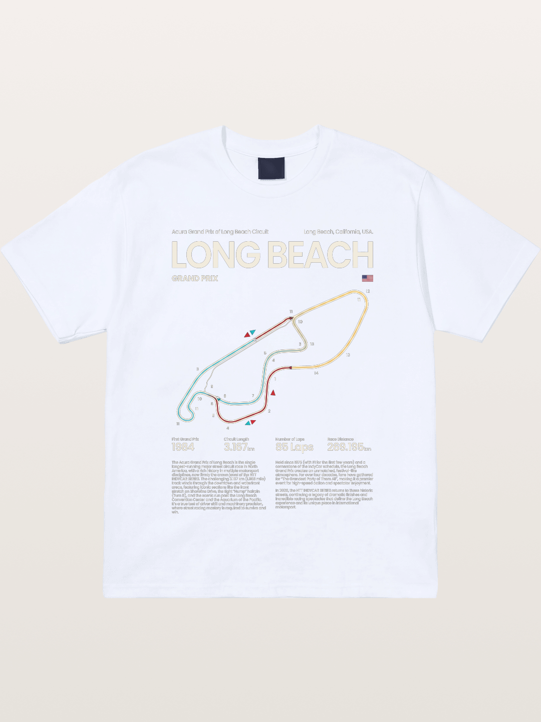 Long Beach GP Circuit Map Gildan T-shirt