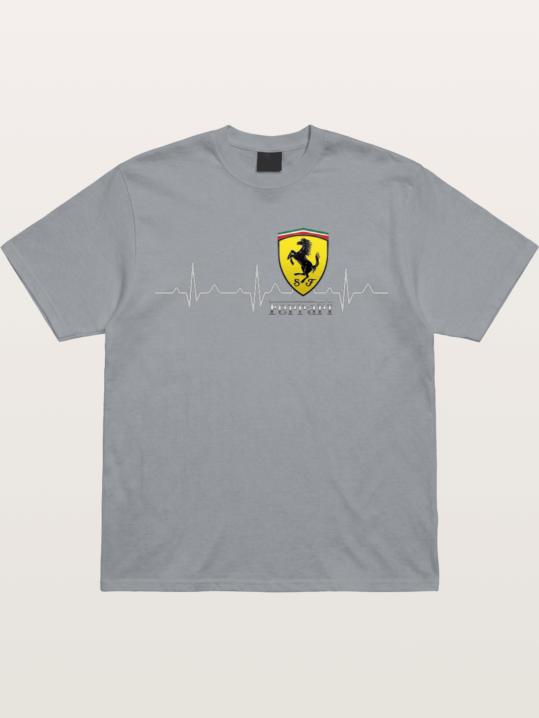 Ferrari Heartbeat ECG Line Design Gildan T-shirt