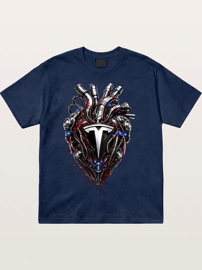 Tesla Mechanical Heart Art Cotton T-shirt