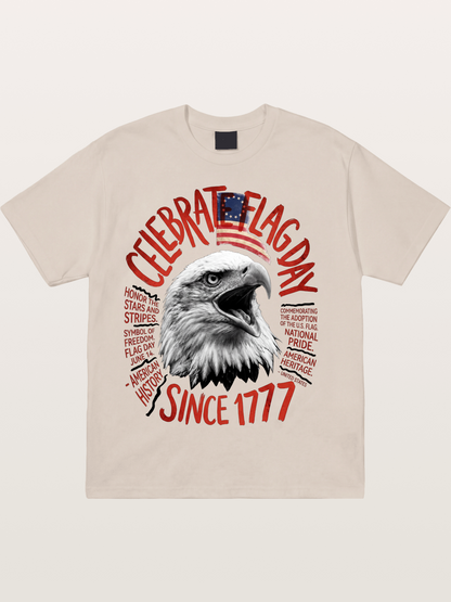 Eagle Celebrate Flag Day 1777 Cotton T-shirt