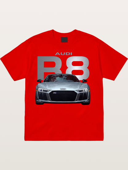 Audi R8 Silver Supercar Front Cotton T-shirt