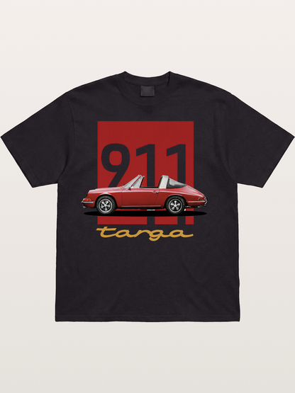 911 Targa Red Vintage Print Cotton T-shirt