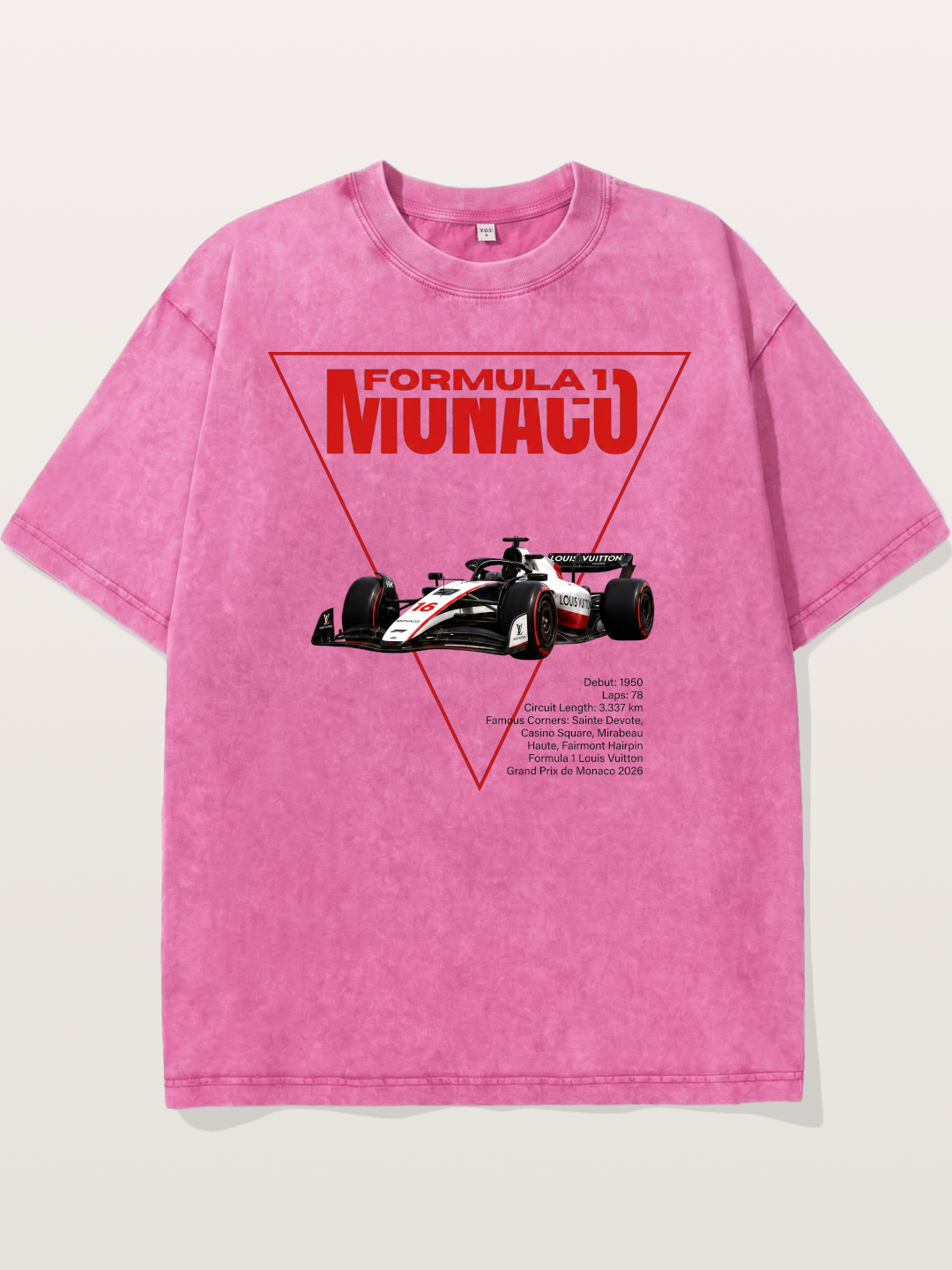 Red Triangle F1 Monaco Artwork Washed T-shirt