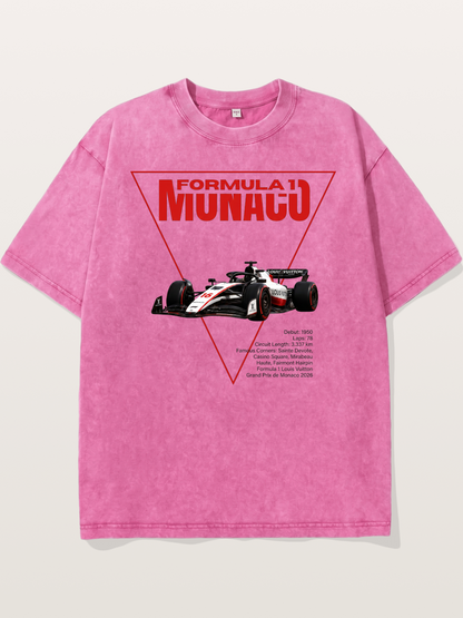 Red Triangle F1 Monaco Artwork Washed T-shirt
