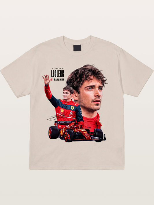 Leclerc Ferrari F1 Collage Art Cotton T-shirt