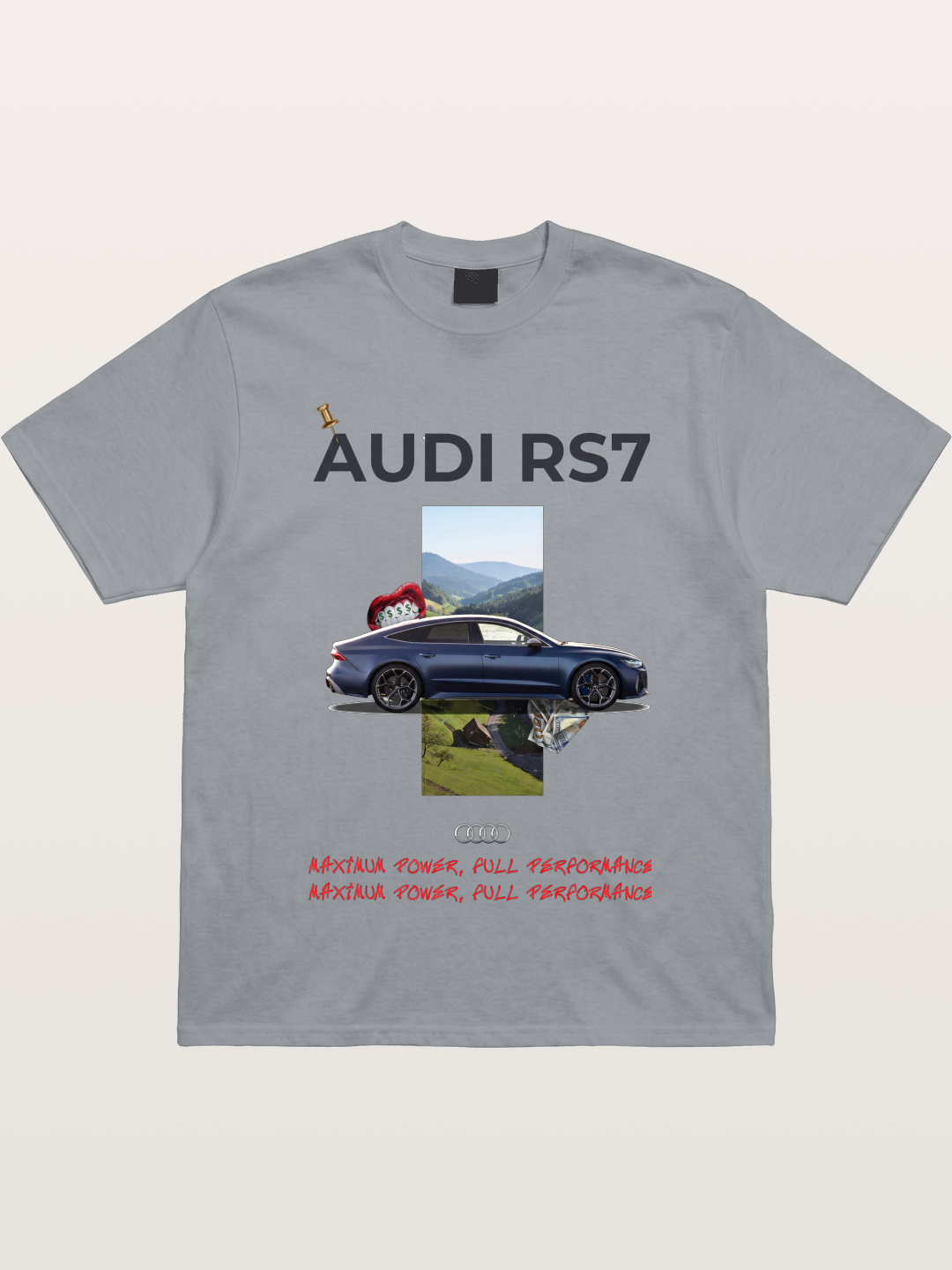 Audi RS7 Surreal Collage Art Gildan T-shirt