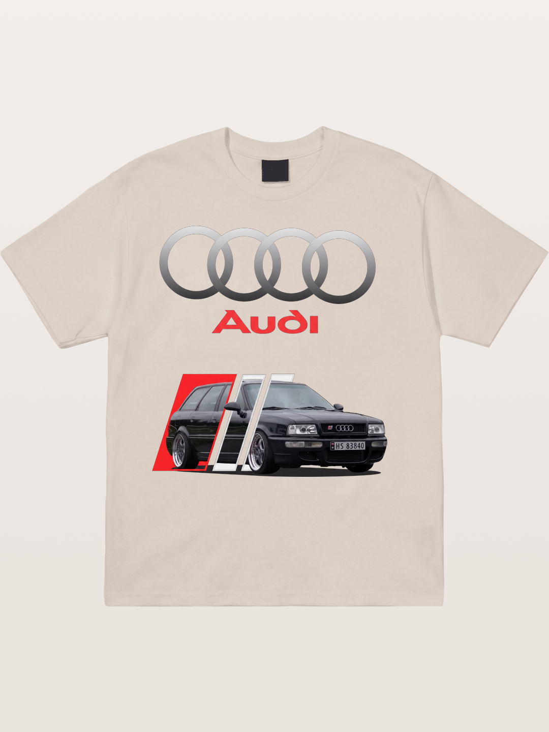 Audi Retro Car Split Design Cotton T-shirt