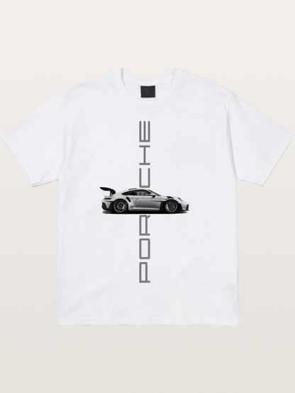Porsche 911 Vertical Text Design Cotton T-shirt