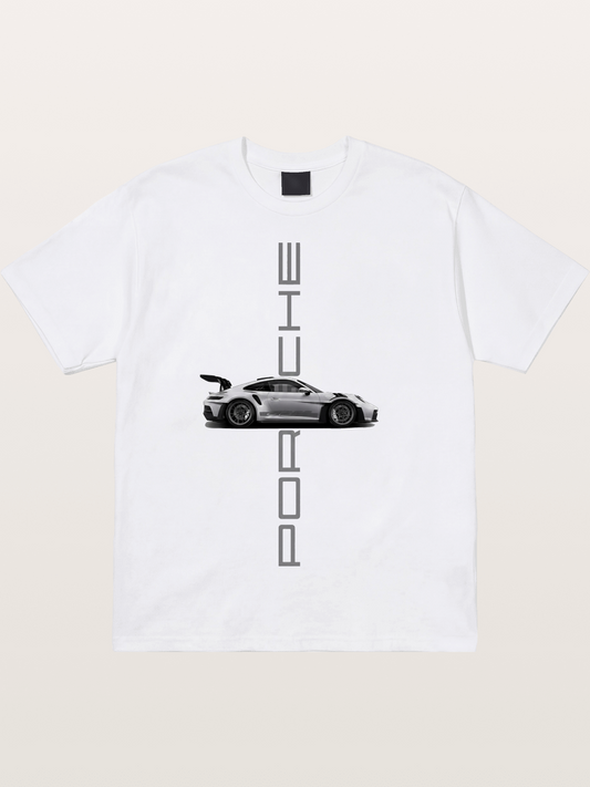 Porsche 911 Vertical Text Design Cotton T-shirt