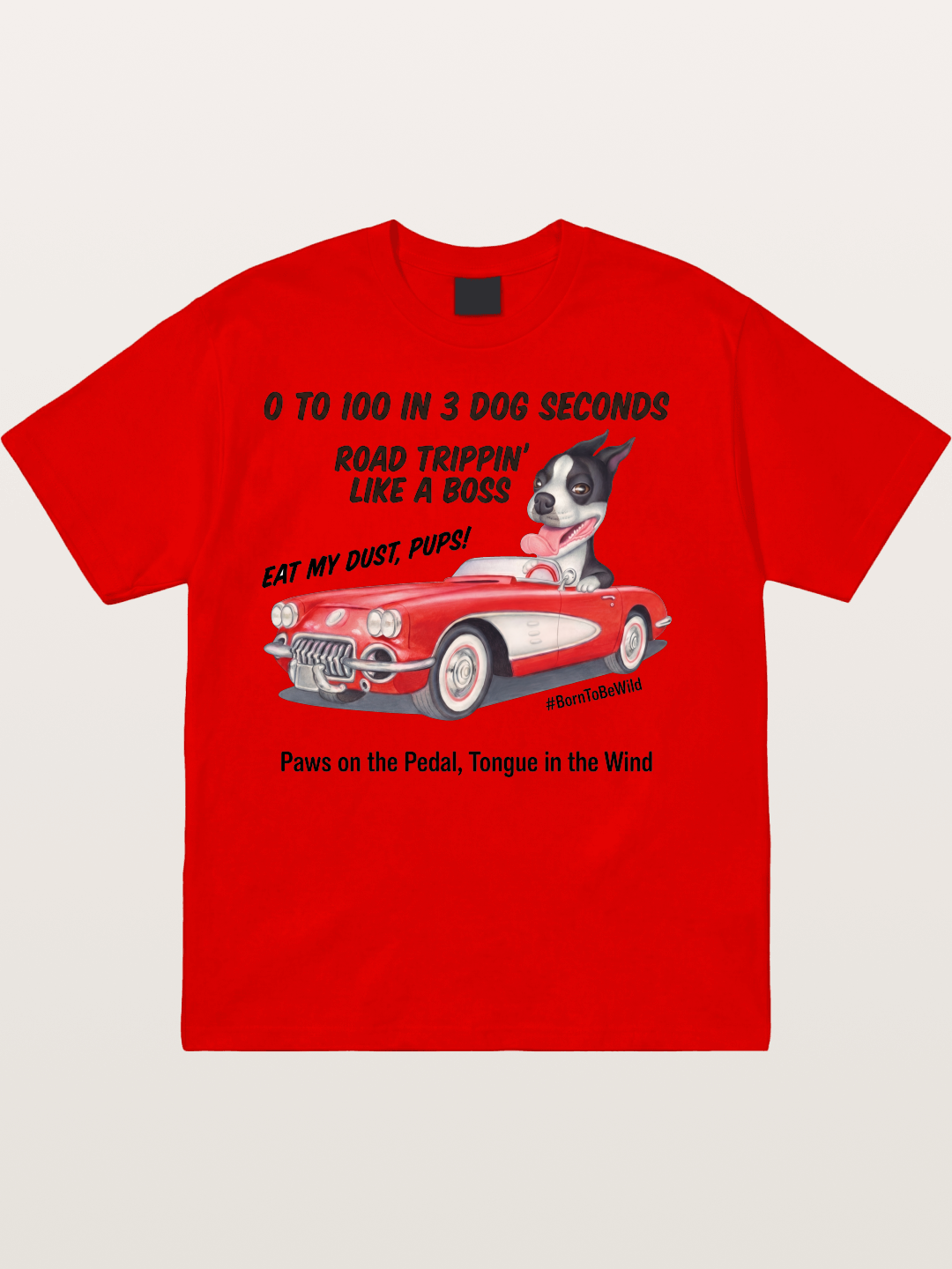 Dog Driving Corvette Road Trip Cotton T-shirt
