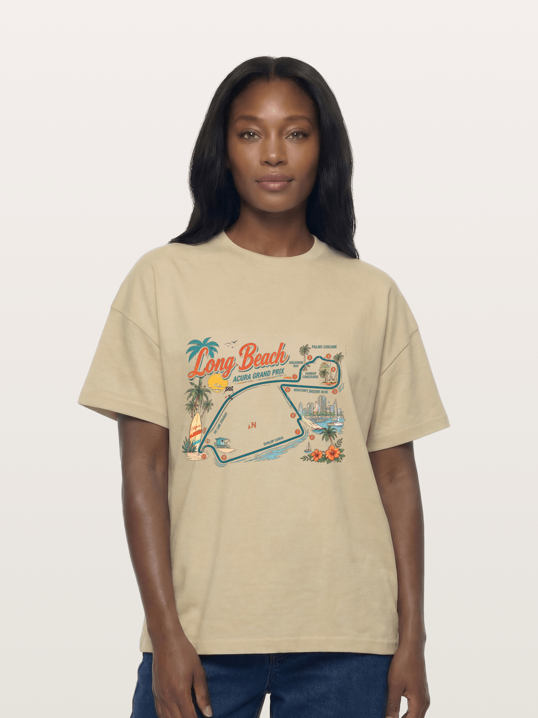 Long Beach Circuit Track Map Graphic Gildan T-shirt