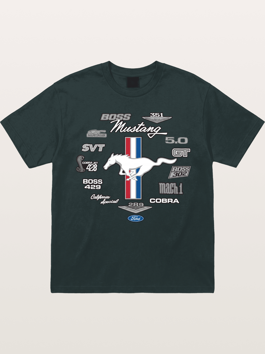 Ford Mustang Generations Badge Collection Gildan T-shirt