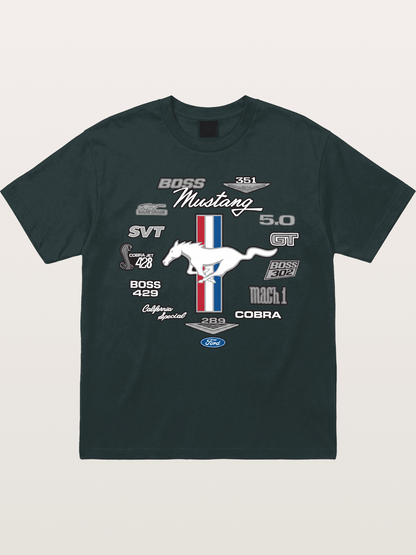 Ford Mustang Generations Badge Collection Gildan T-shirt