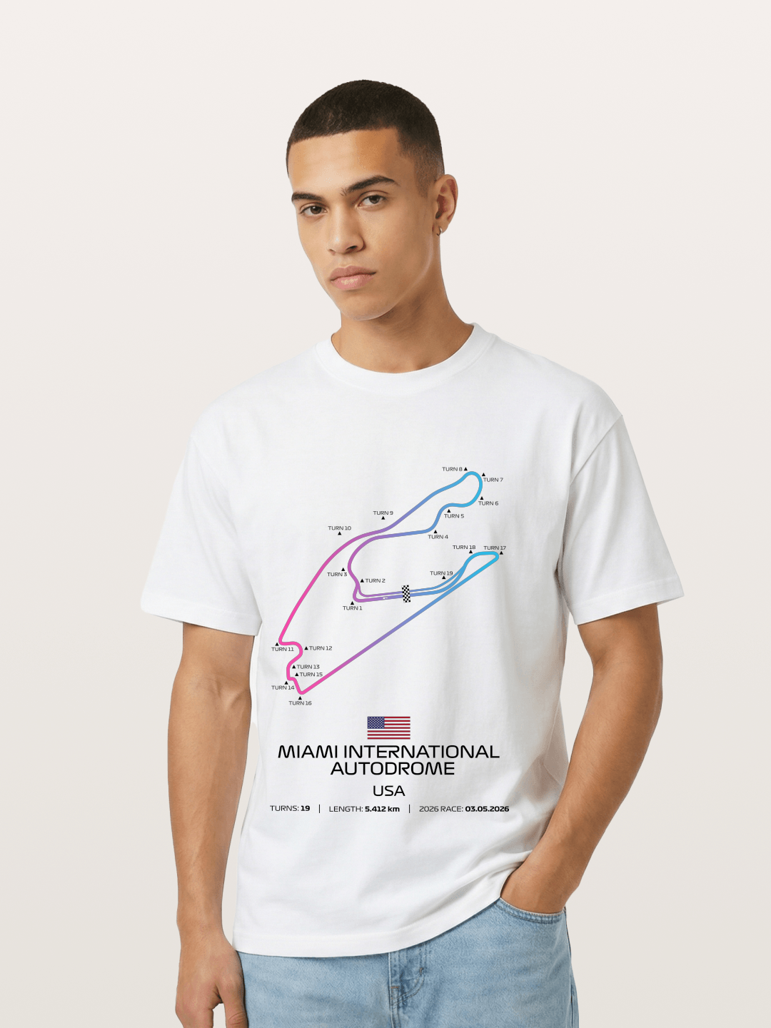 Miami Autodrome F1 Track Map Gildan T-shirt