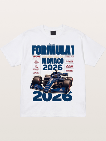 Deep Blue Monaco F1 2026 Card Cotton T-shirt