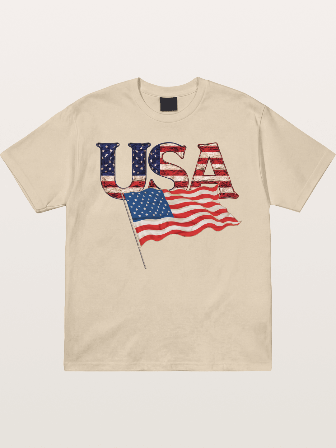USA Letters American Flag Texture Gildan T-shirt