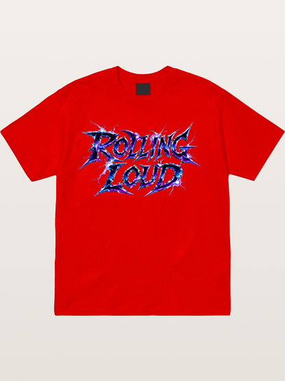 Rolling Loud Blue Lightning Font Cotton T-shirt