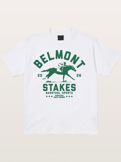 Belmont Stakes Horse Rider Silhouette Cotton T-shirt