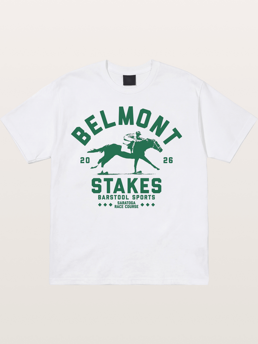 Belmont Stakes Horse Rider Silhouette Cotton T-shirt