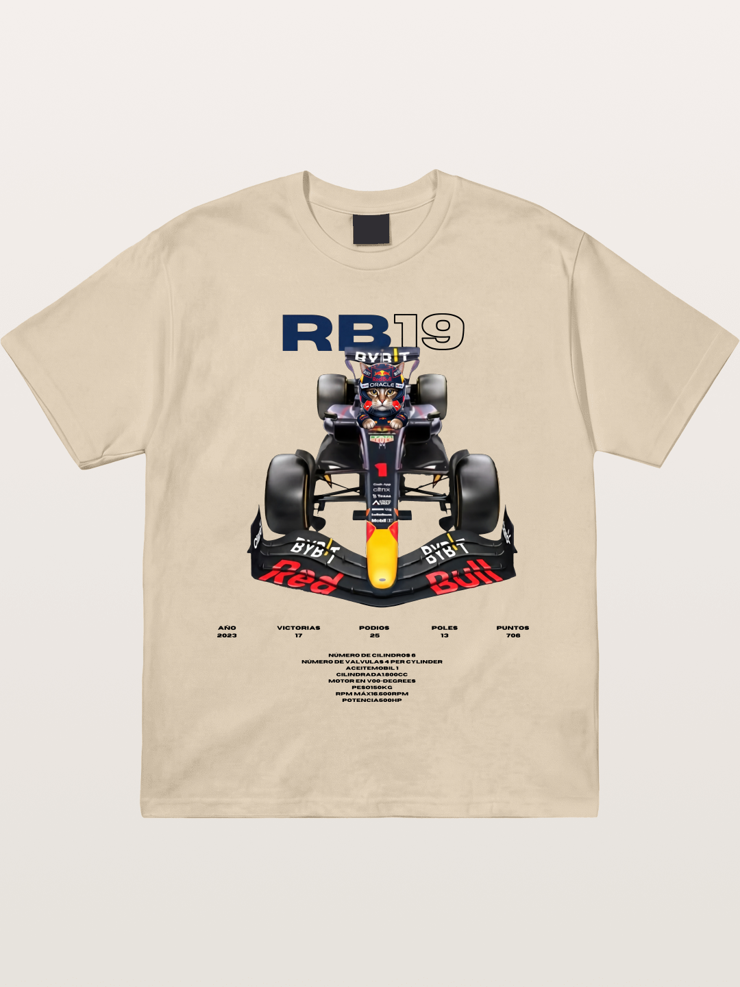 Cat Driving Red Bull F1 Gildan T-shirt