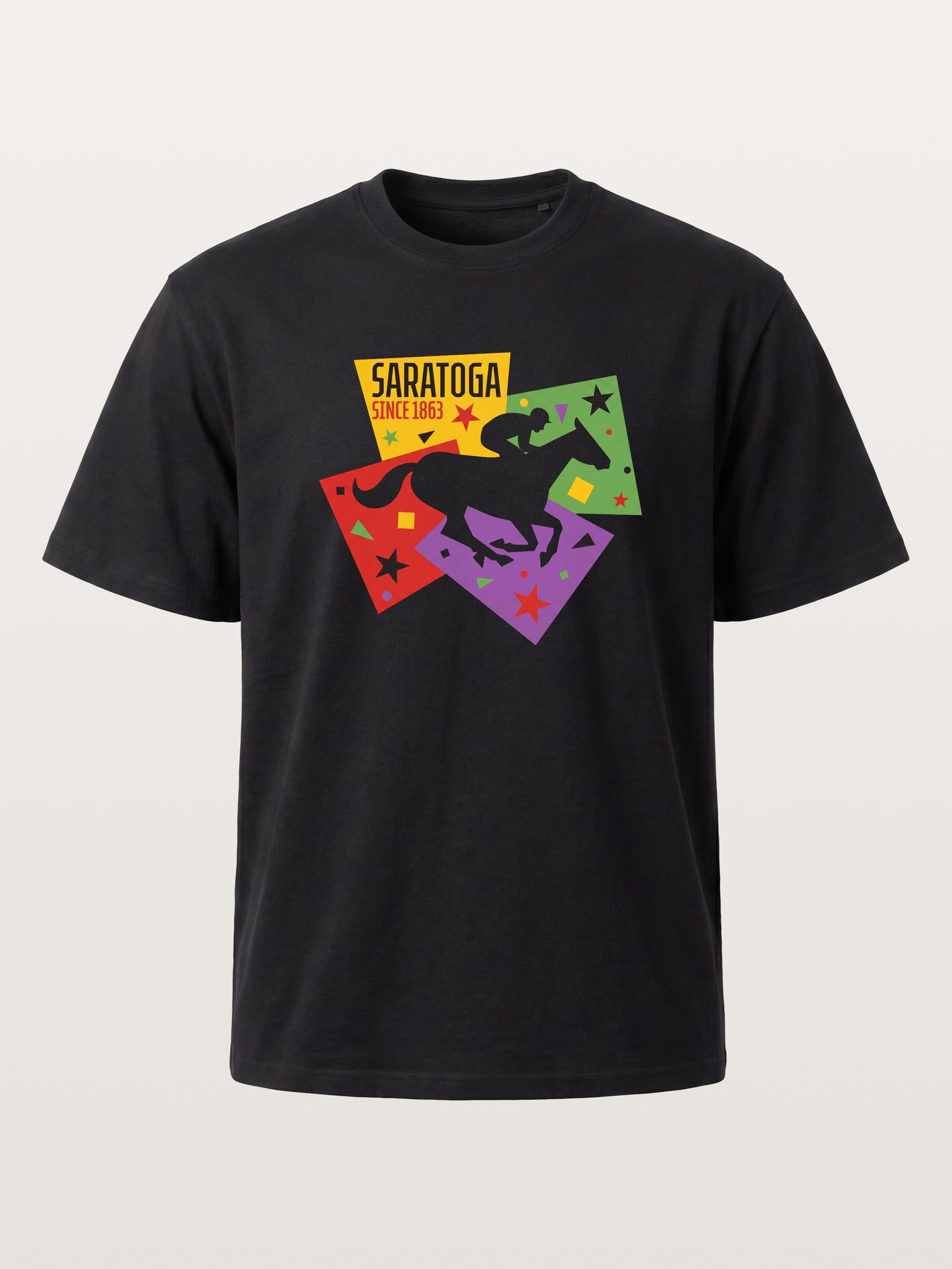 Saratoga Geometric Horse Rider Art Cotton T-shirt