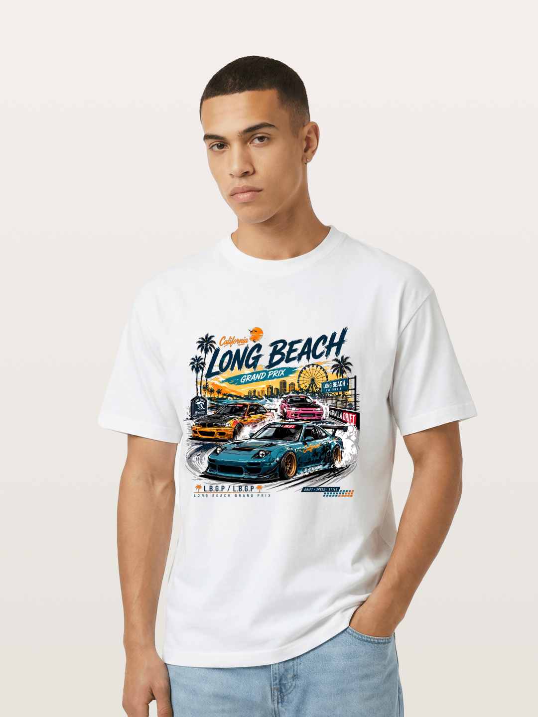 Long Beach Drift Racing Art Gildan T-shirt