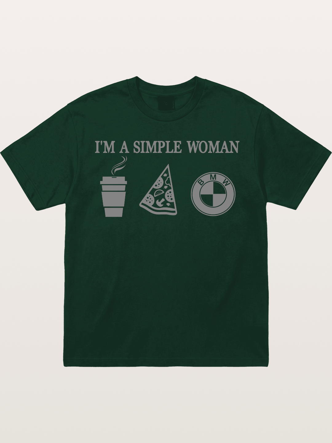 Simple Woman BMW Coffee Pizza Art Gildan T-shirt