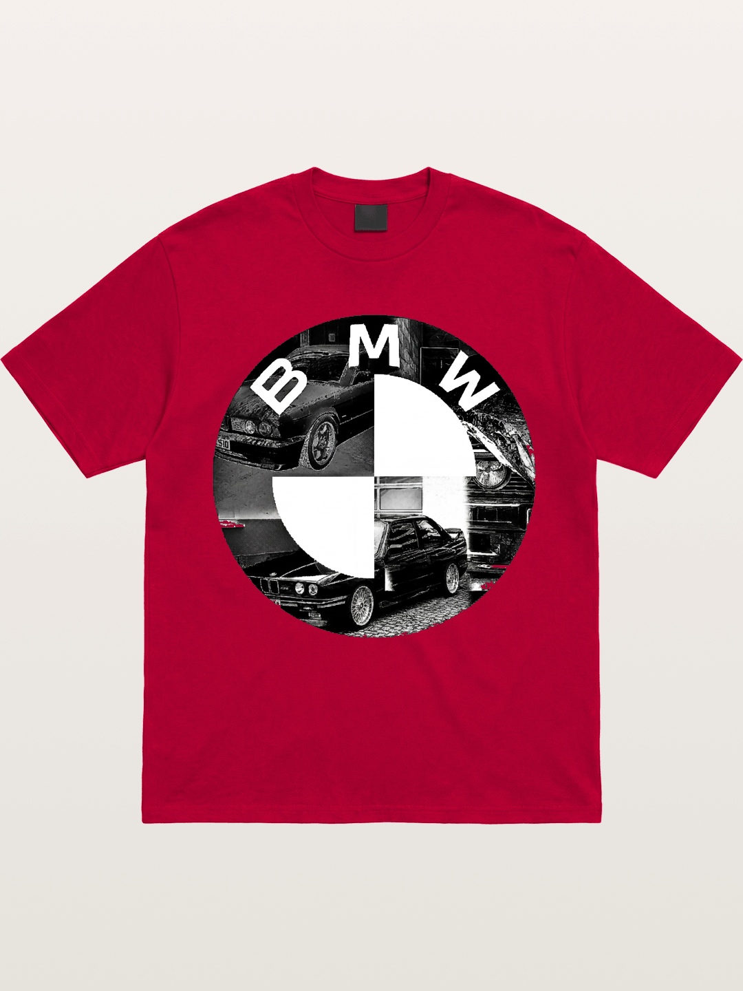 BMW Black White Photo Collage Logo Gildan T-shirt
